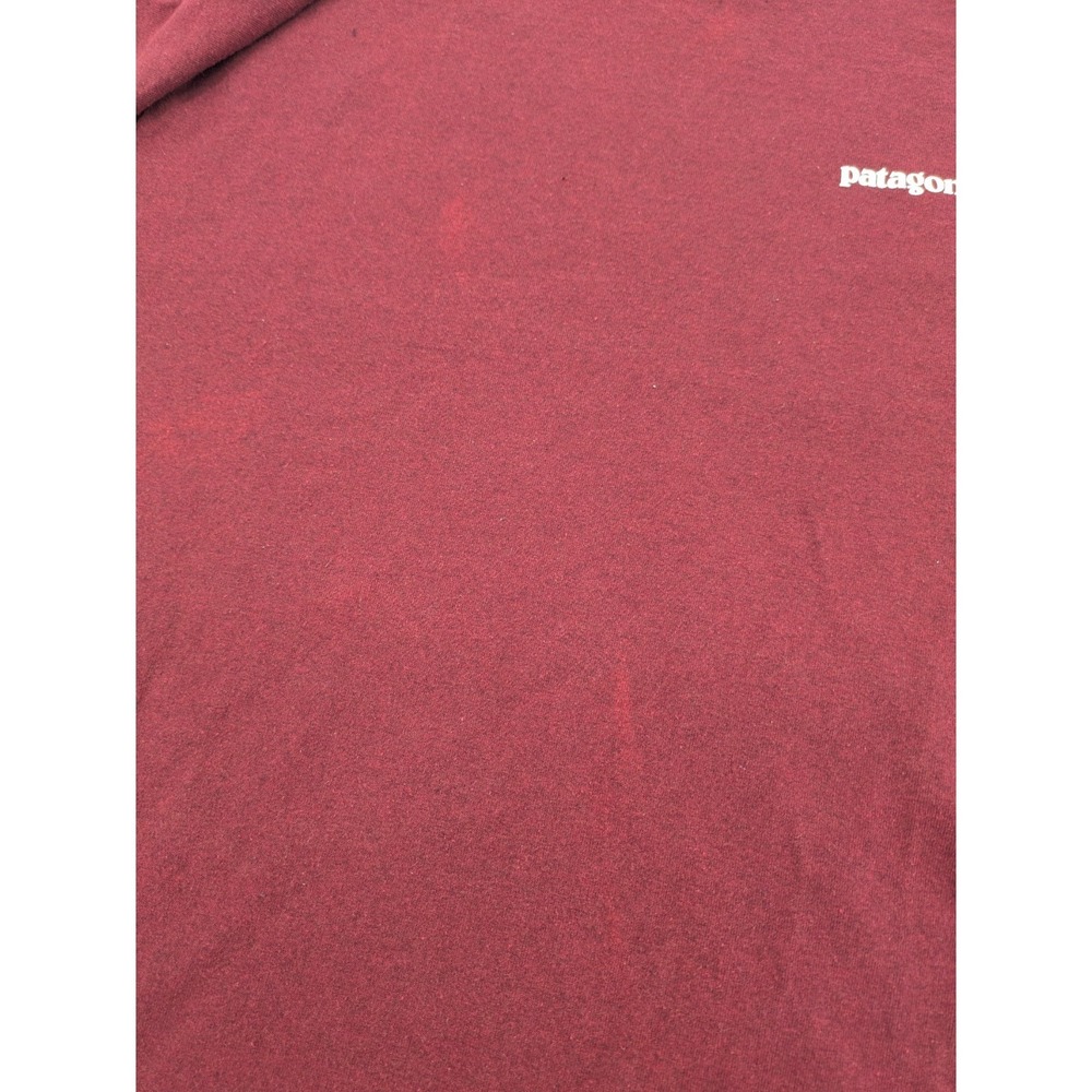 Patagonia Shirt Mens Large Red Long Sleeve Responsibili Tee Logo P-6 Hiking FLAW - Picture 5 of 11